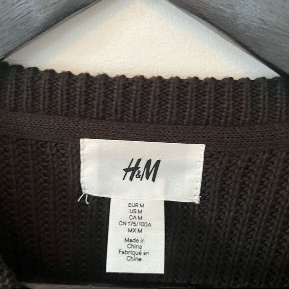 H&M Black Chunky Cable Knit Crewneck Pullover Sweater - Picture 3 of 6